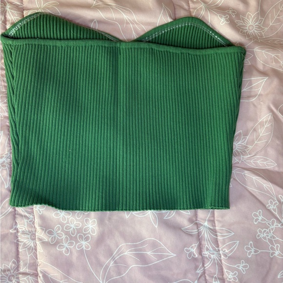 Green Ribbed Strapless Top - Picture 3 of 3